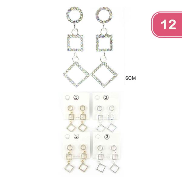 RHINESTONE DANGLE EARRING (12 UNITS)