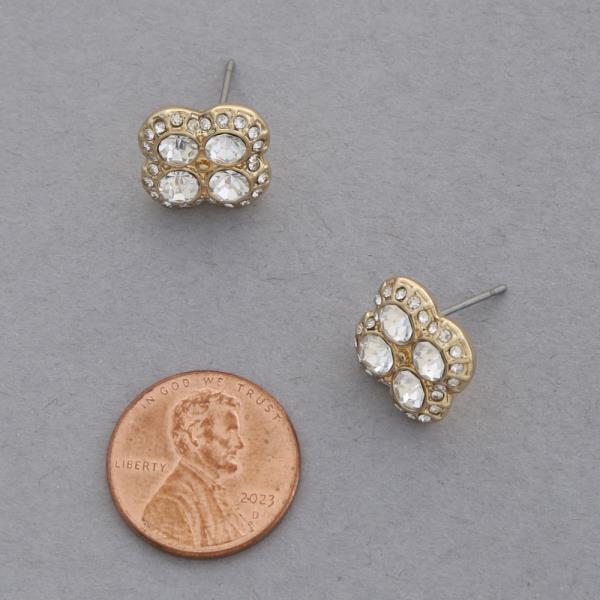 CLOVER RHINESTONE STUD EARRING