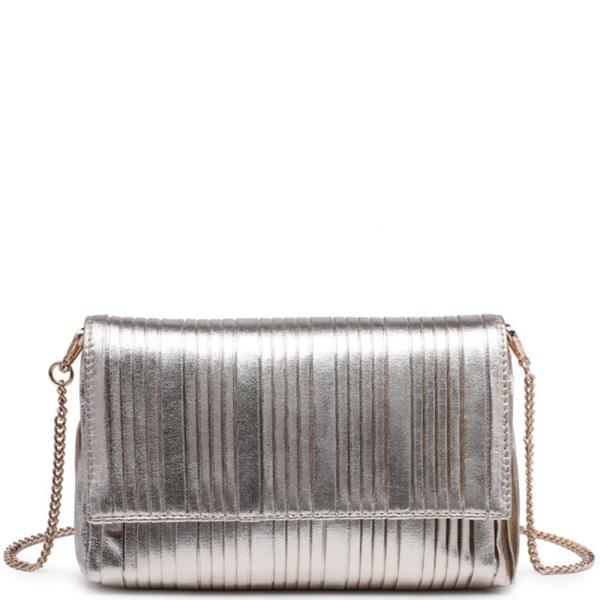 PLEATED METALLIC ESMERALDA CLUTCH BAG