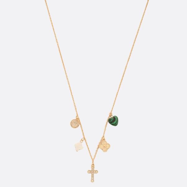 CROSS HEART CLOVER STATION NECKLACE