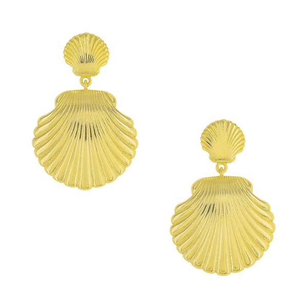 BRASS GOLD PLATED SHELL DANGLE EARRING