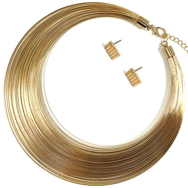 METAL ROUND NECKLACE EARRING SET