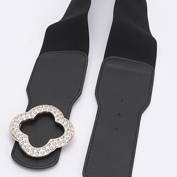 FAUX LEATHER METAL METAL BUCKLE STRETCH BELT