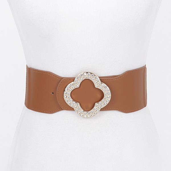 FAUX LEATHER METAL METAL BUCKLE STRETCH BELT