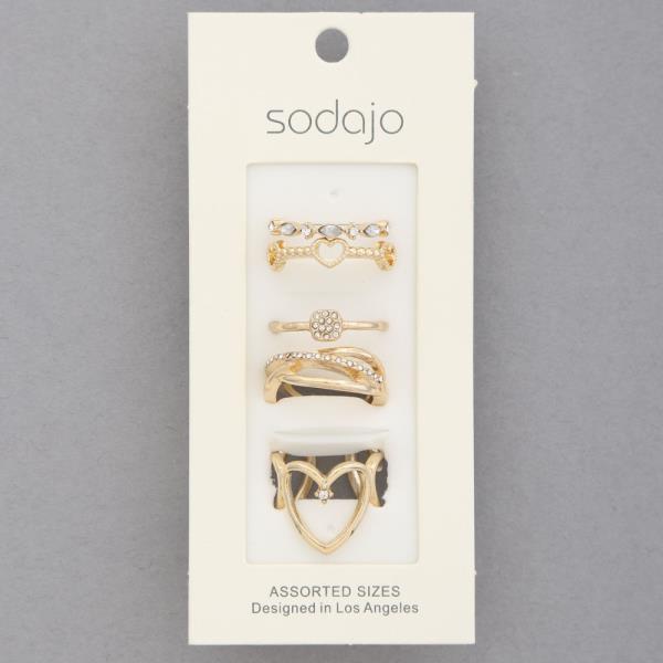 SODAJO HEART RHINESTONE ASSORTED RING SET