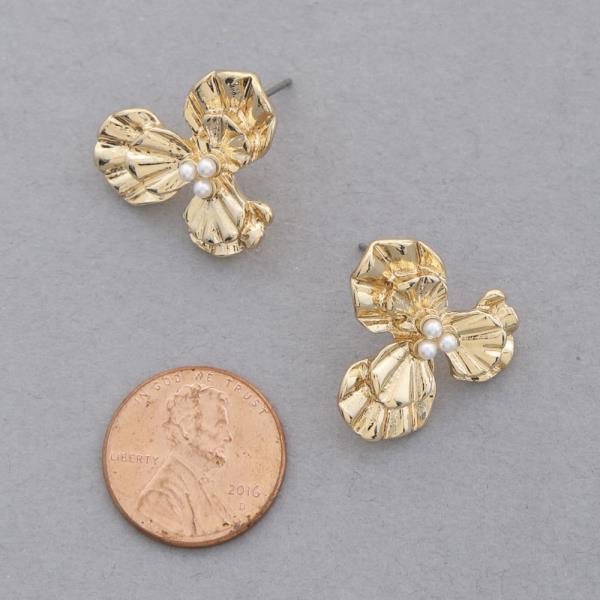 SODAJO FLOWER PEARL GOLD DIPPED EARRING