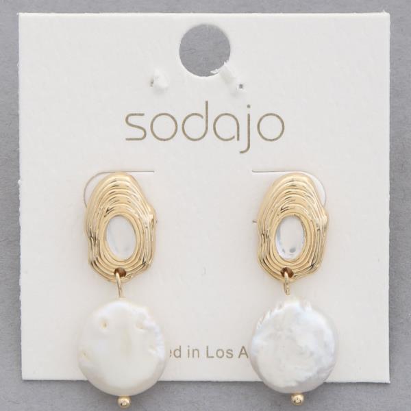 SODAJO PEARL BEAD OVAL DANGLE EARRING