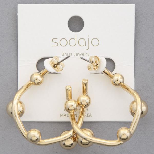 SODAJO BALL BEAD OPEN CIRCLE GOLD DIPPED EARRING