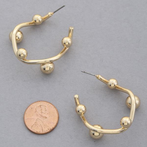 SODAJO BALL BEAD OPEN CIRCLE GOLD DIPPED EARRING