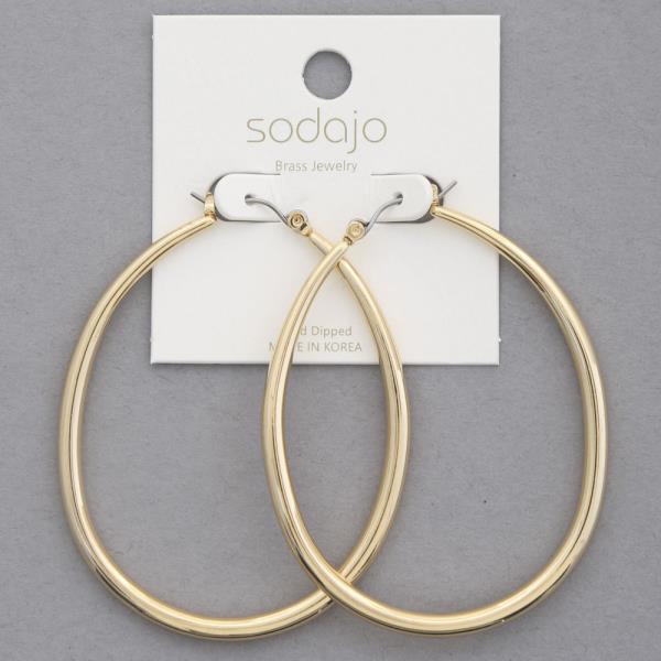 SODAJO TEARDROP GOLD DIPPED HOOP EARRING