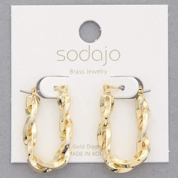 SODAJO TWISTED OVAL GOLD DIPPED EARRING