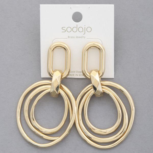 SODAJO METAL DANGLE GOLD DIPPED EARRING