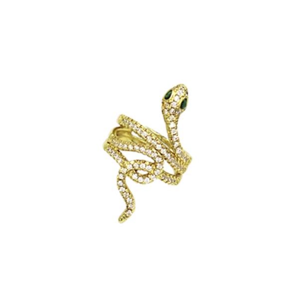 RHINESTONE PAVED SNAKE RING