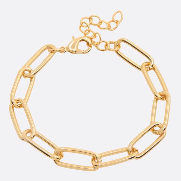 SODAJO LONG OVAL LINK GOLD DIPPED BRACELET