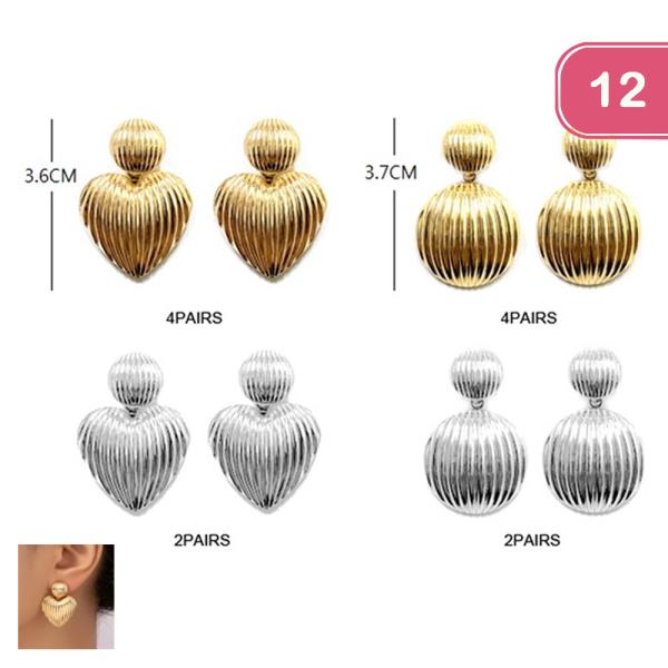 HEART AND ROUND EARRINGS (12 UNITS)