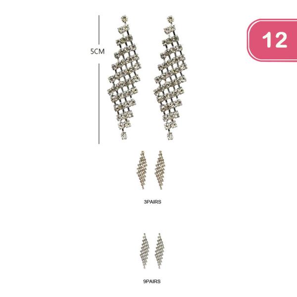 RHINESTONE DANGLE EARRING (12 UNITS)