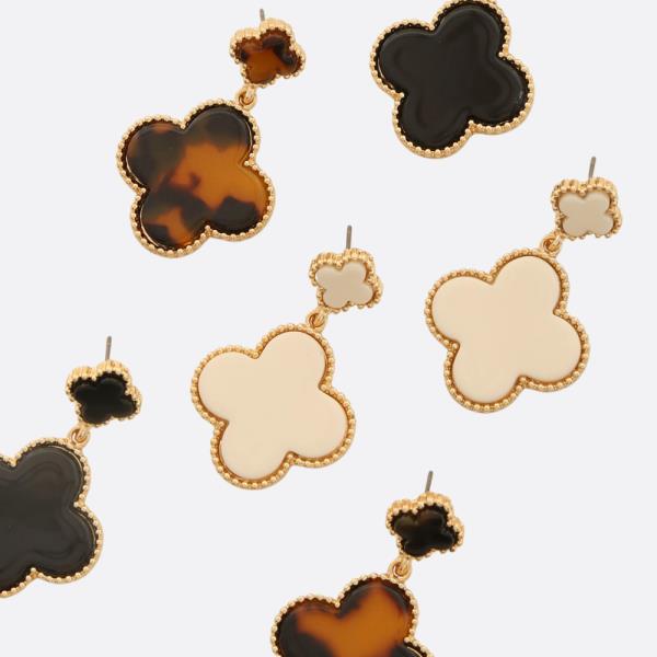 ACETATE CLOVER DANGE EARRING