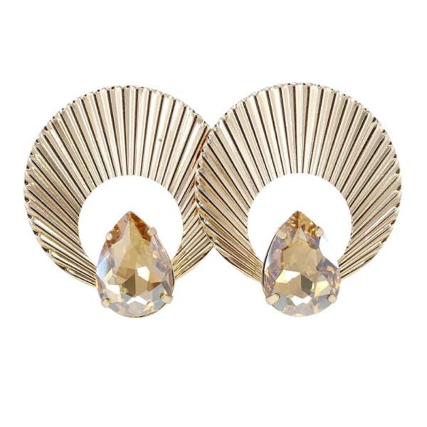 RHINESTONE METAL SHELL EARRING