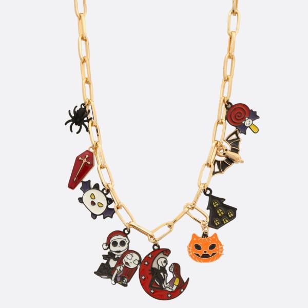 CHRISTMAS CHARM SKELETON OVAL LINK NECKLACE