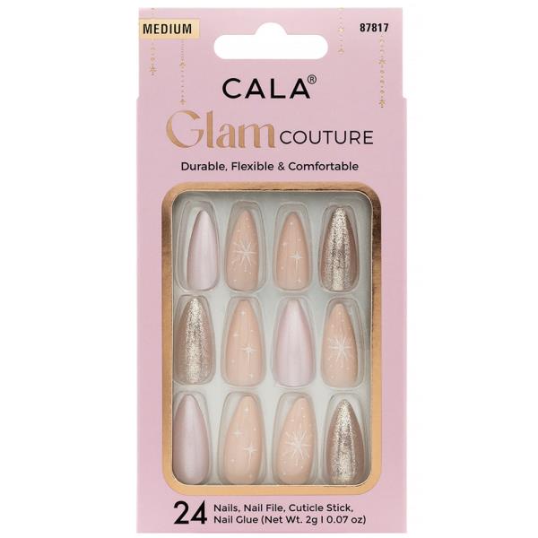 CALA GLAM COUTURE ALMOND GLITTER STARS NAILS DECORATION SET