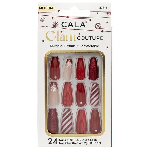 CALA GLAM COUTURE COFFIN CANDY CANE NAILS DECORATION SET