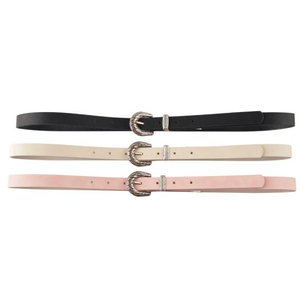 METAL U BUCKLE BELT 3 PC SET