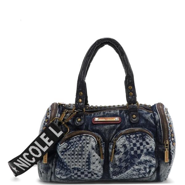 NICOLE LEE WASHED DENIM MINI HANDBAG