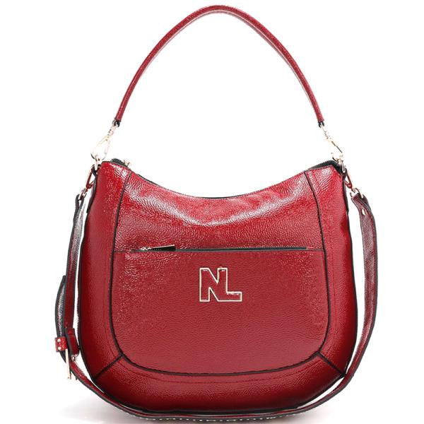 NICOLEE LEE PATENT PU LEATHER SHOULDER BAG