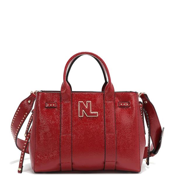 NICOLE LEE CLASSIC PATENT PU LEATHER TOTE HANDBAG