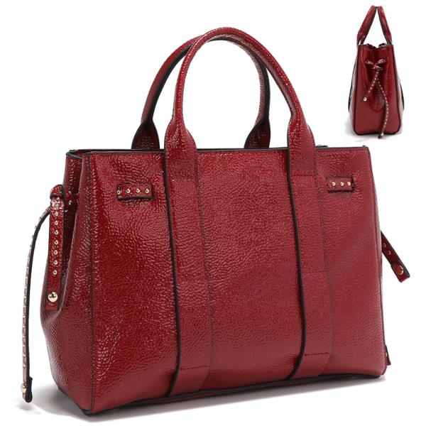 NICOLE LEE CLASSIC PATENT PU LEATHER TOTE HANDBAG