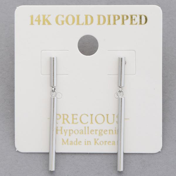 14K GOLD DIPPED METAL BAR EARRING