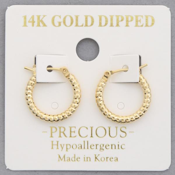 14K GOLD DIPPED TEXTURED HOOP EARRING