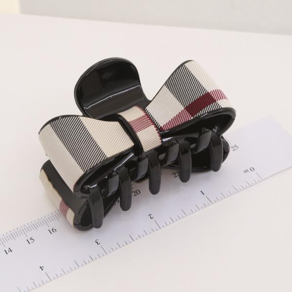 PLAID RIBBON HAIR CLAW JAW CLIP