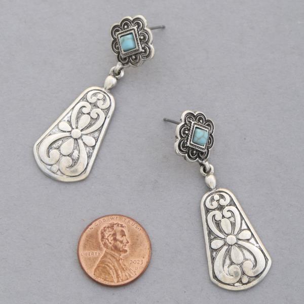 WESTERN STYLE TQ STONE DANGLE EARRING