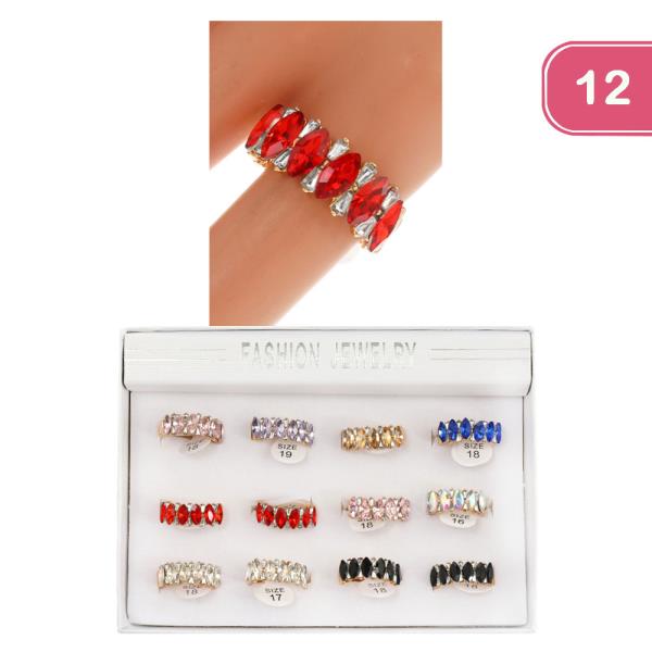 RHINESTONE RINGS (12 UNITS)