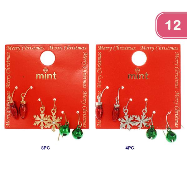 3 PAIR CHRISTMAS EARRING SET (12 UNITS)