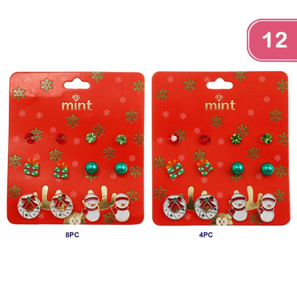 CHRISTMAS ASSORTED STUD EARRINGS (12 UNITS)