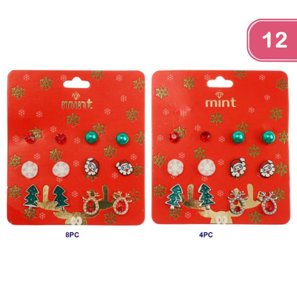 CHRISTMAS ASSORTED STUD EARRINGS (12 UNITS)