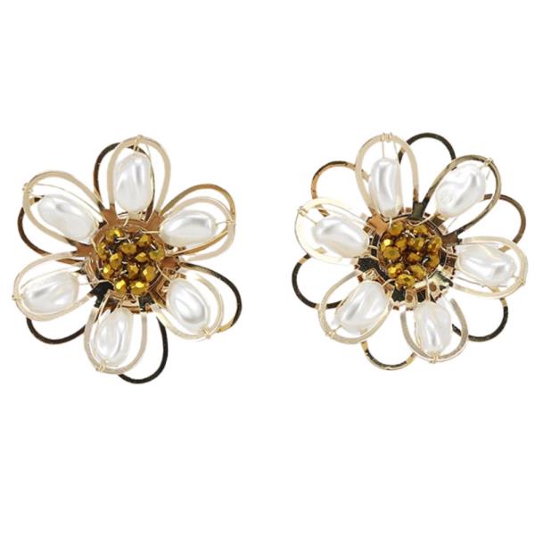 PEARL METAL FLOWER POST EARRING