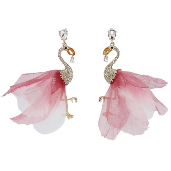 RHINESTONE FLAMINGO DANGLE EARRING