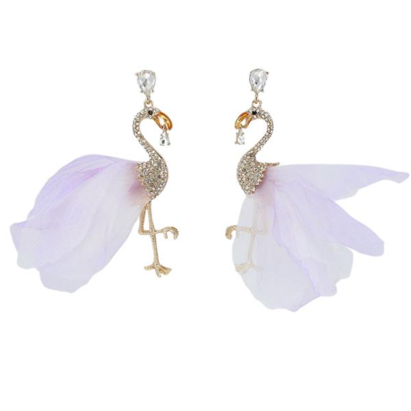 RHINESTONE FLAMINGO DANGLE EARRING