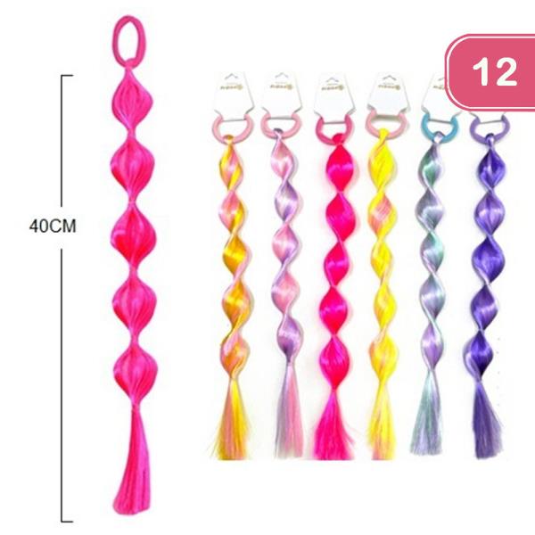 KIDS COLORED HAIR TIE (12 UNITS)