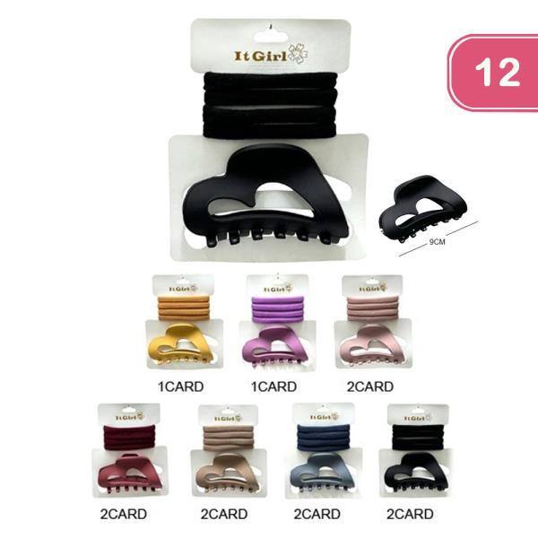 HAIR TIE AND CLAW CLIP SET (12 UNITS)