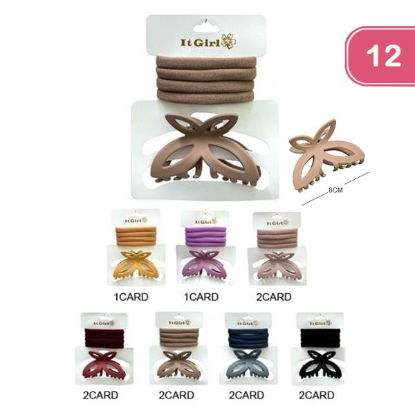 HAIR TIE AND CLAW CLIP SET (12 UNITS)