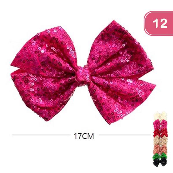 SEQUINS HAIR BOW PIN (12 UNITS)