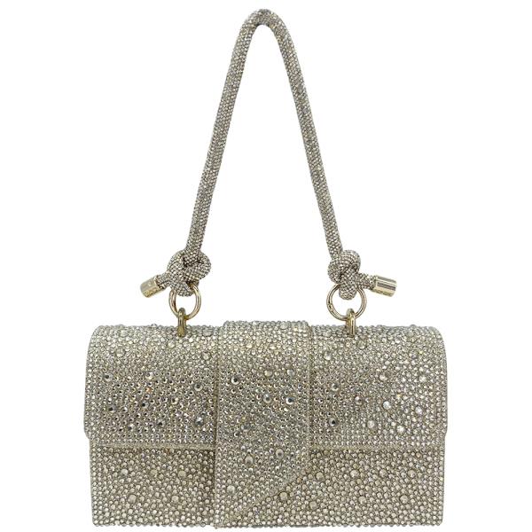 ALL OVER RHINESTONE FLAP SHOULDER BAG