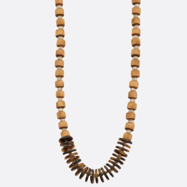 TORTOISE DISC WOOD BEAD NECKLACE