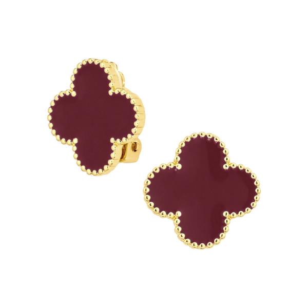 EPOXY METAL CLOVER CLIP-ON EARRING