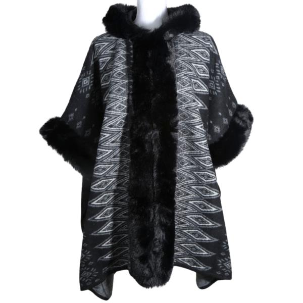 WESTERN PATTERN FAUX FUR RUANA