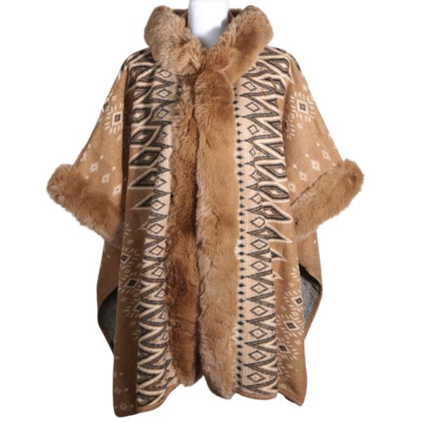 WESTERN PATTERN FAUX FUR RUANA